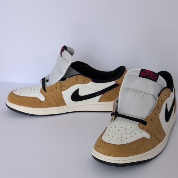 Nike Air Jordan 1 Low White Tan Black Sneakers - Picture 11 of 12